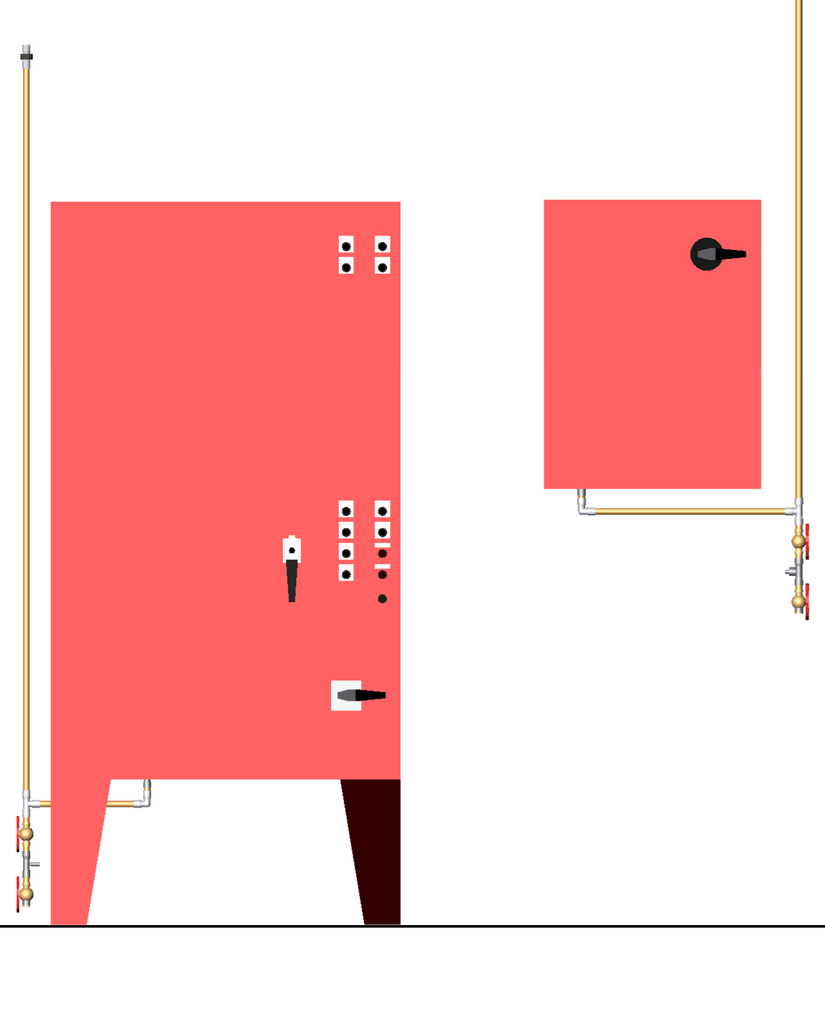 A fire pump controller cabinet and the smaller jockey pump controller with their pressure sensing lines