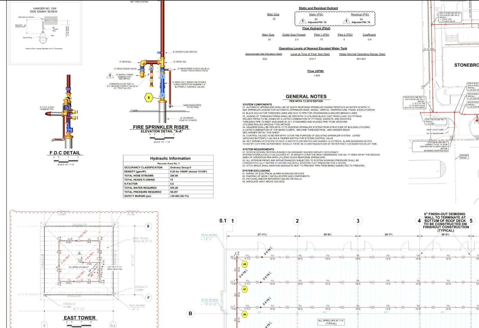 Excerpt from the stamped sprinkler design drawings followed on the install